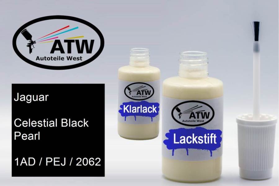 Jaguar, Celestial Black Pearl, 1AD / PEJ / 2062: 20ml Lackstift + 20ml Klarlack - Set, von ATW Autoteile West.